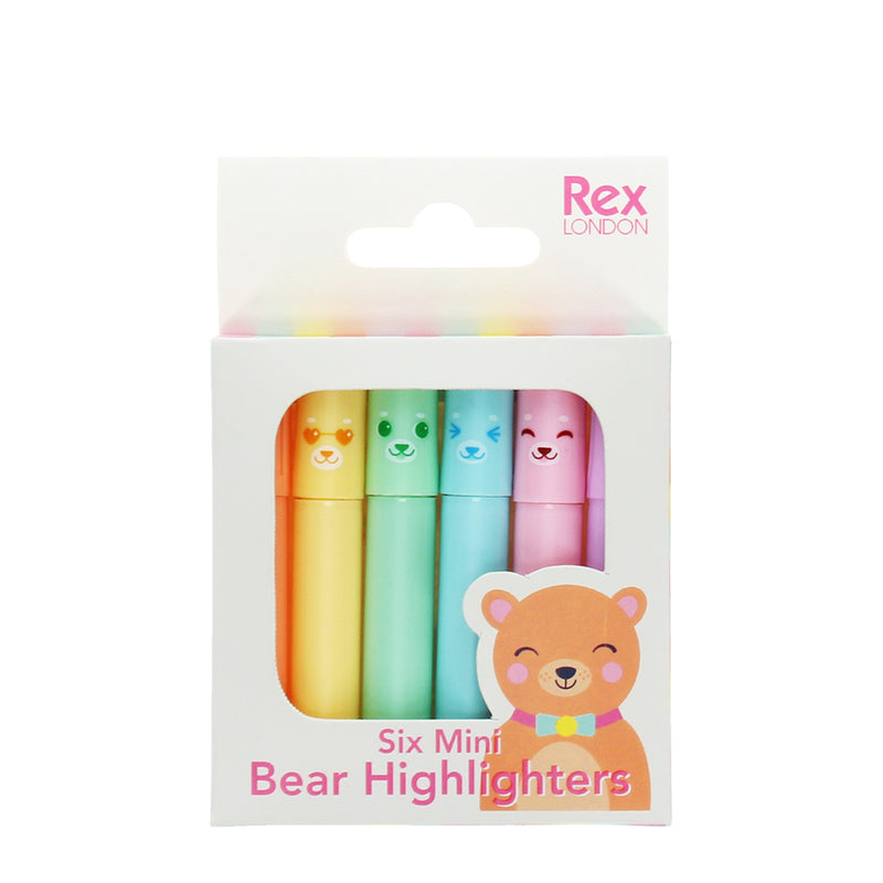 Set Of Six Bear Highlighters