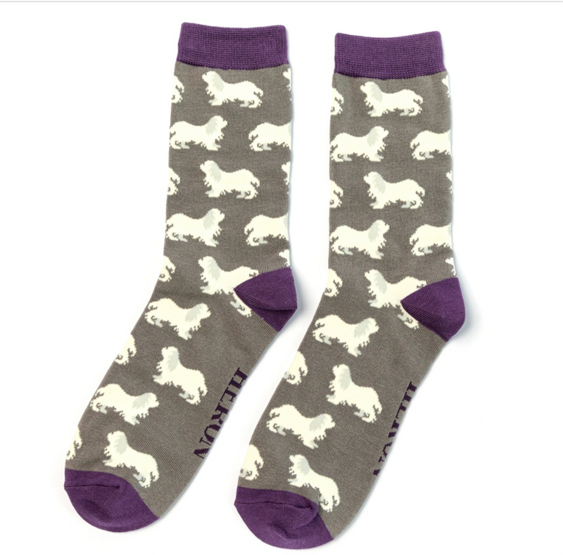 Spaniels Grey Bamboo Socks