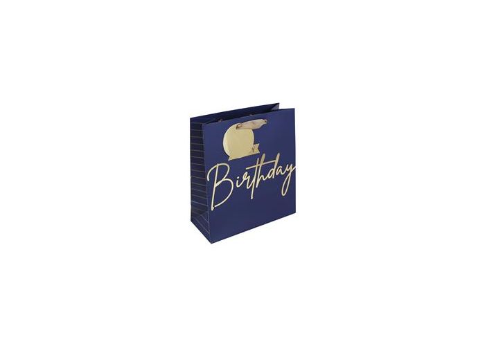 Happy Birthday Navy Medium Gift Bag