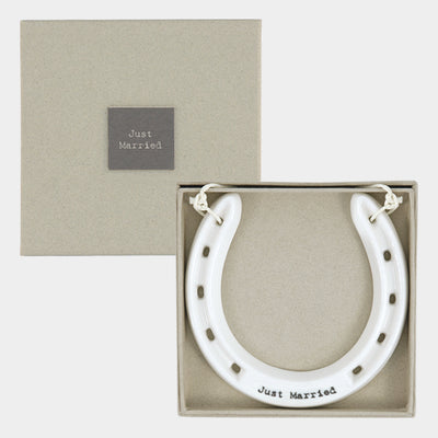 Just Married Porcelain Horseshoe