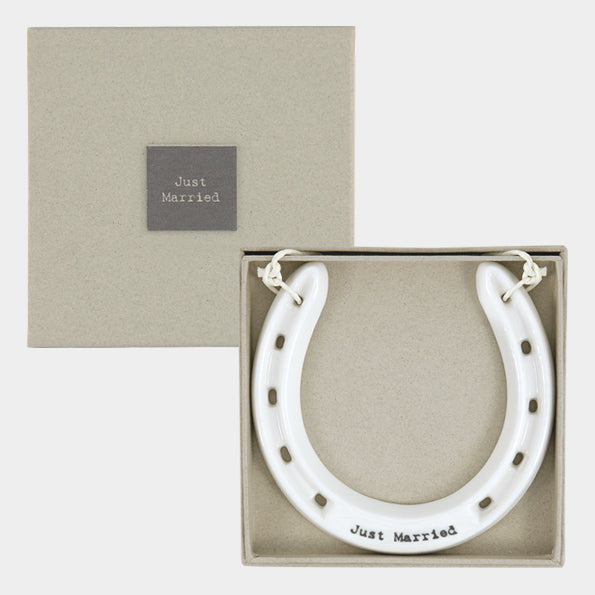 Just Married Porcelain Horseshoe