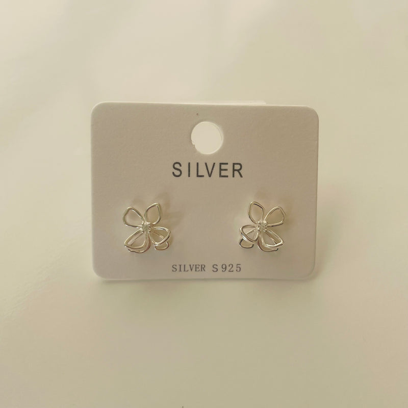 Sterling Silver Double Petal Flower Earrings