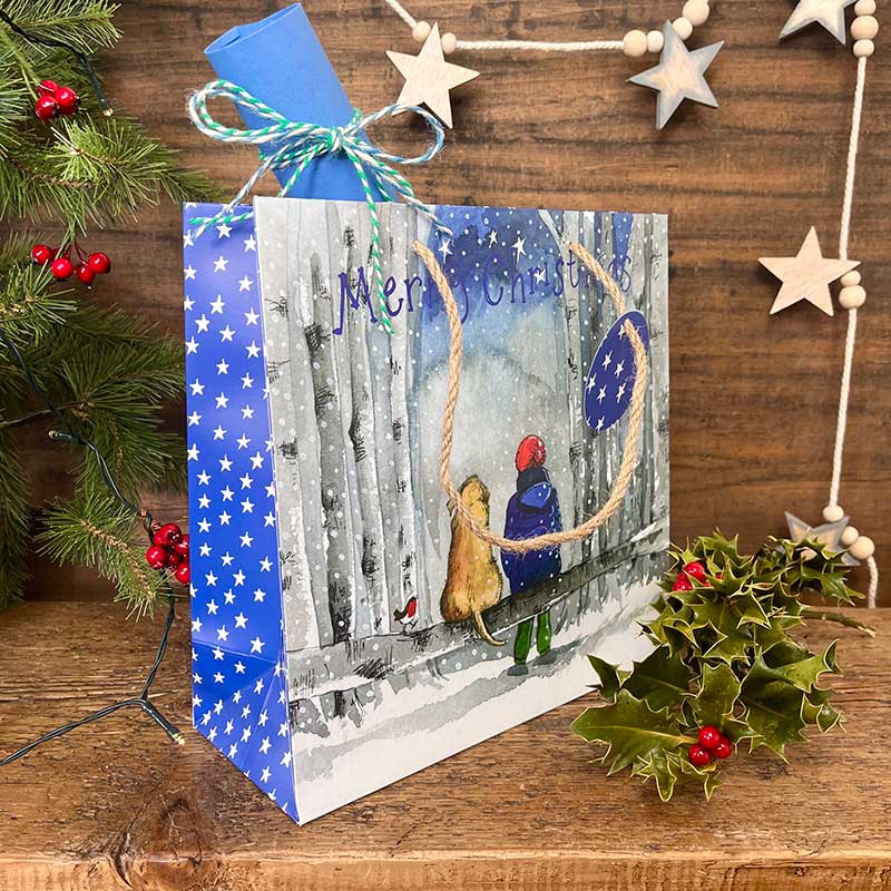 Christmas Dog Medium Gift Bag