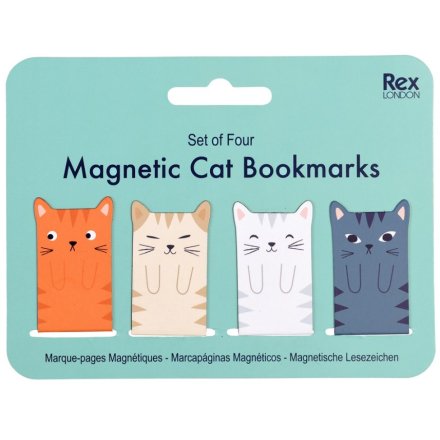 Set of Four Magnetic Cat Bookmarks