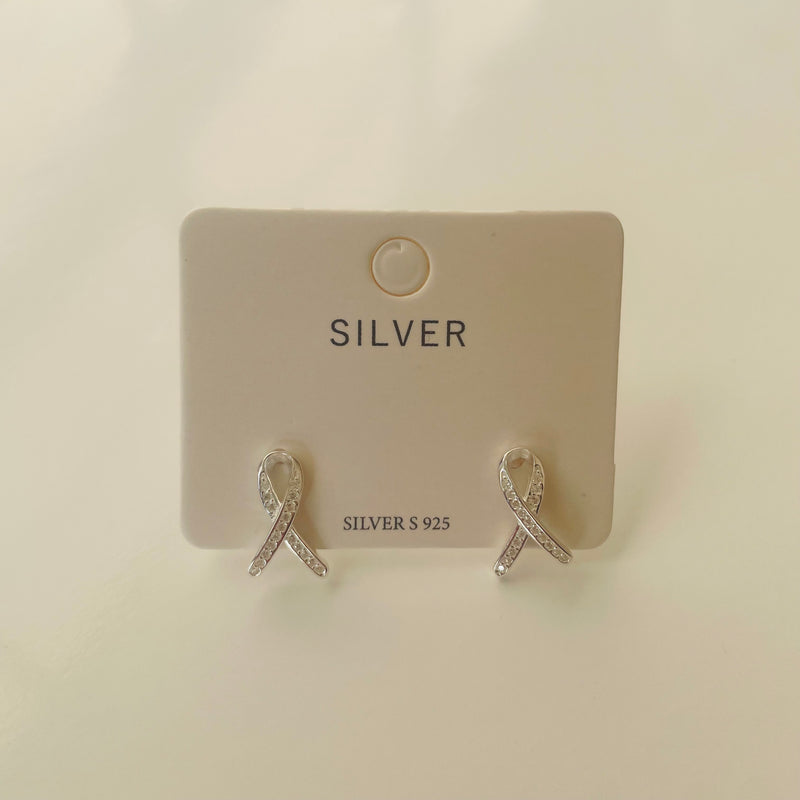 Sterling Silver Cancer Bow Earrings