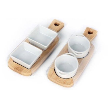 Dip Dishes On Bamboo Tray