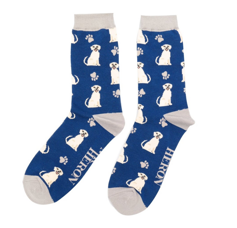 Happy Labradors Navy Bamboo Socks