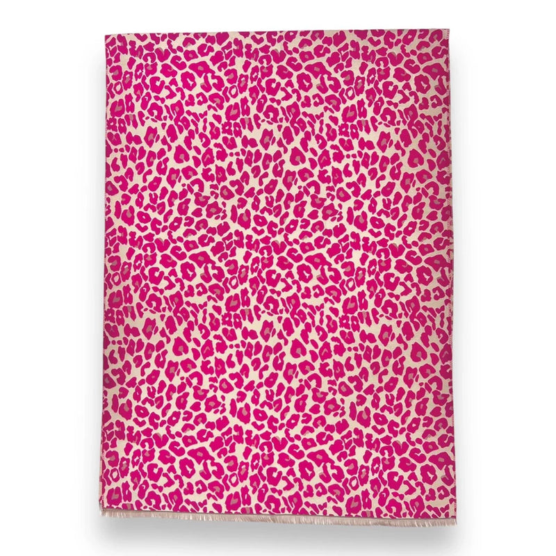 Fuchsia Pink Leopard Print Winter Scarf