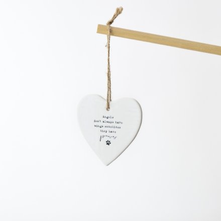 Sometimes Angels Have Paws Ceramic Heart