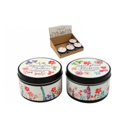Spring Floral Tin Candle