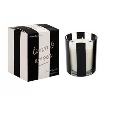 Linen & Amber Black Striped Candle
