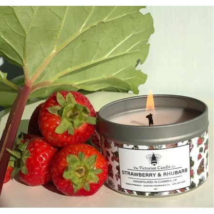 Strawberry & Rhubarb Tin Candle