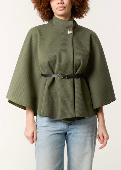 Mary Button Belted Cape
