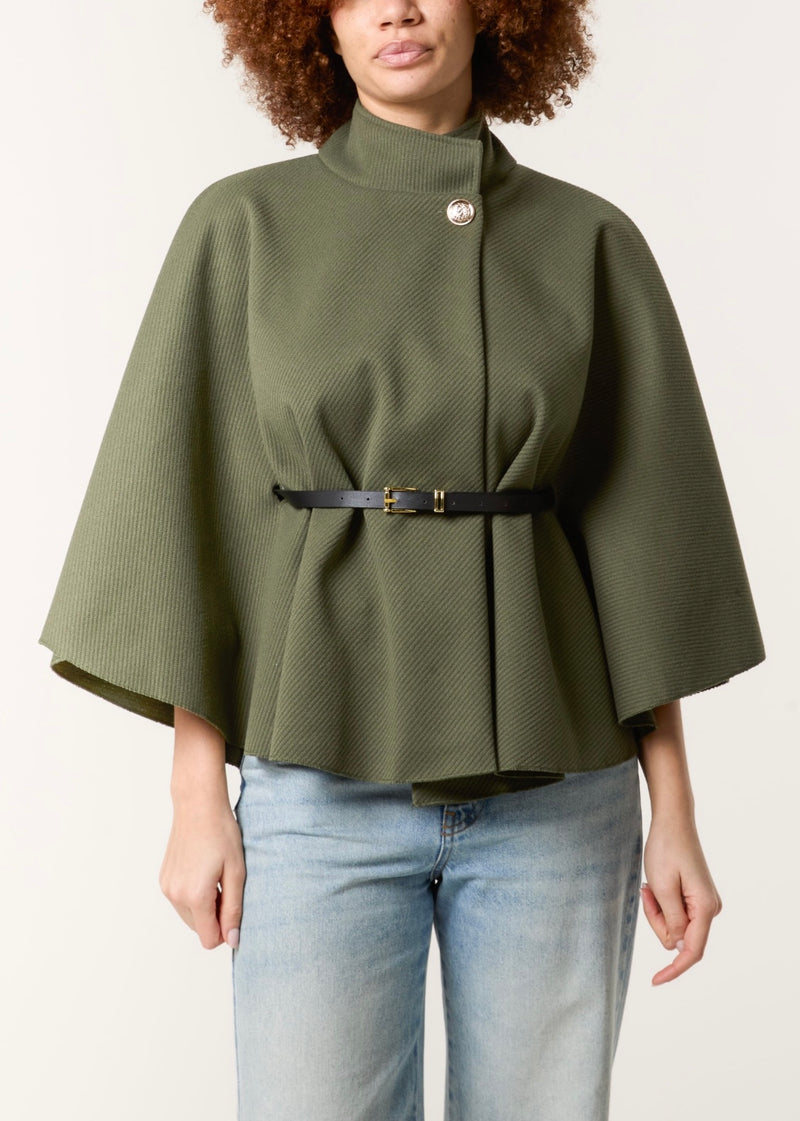 Mary Button Belted Cape