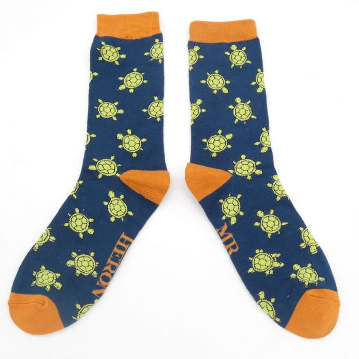 Cute Turtles Navy Bamboo Socks
