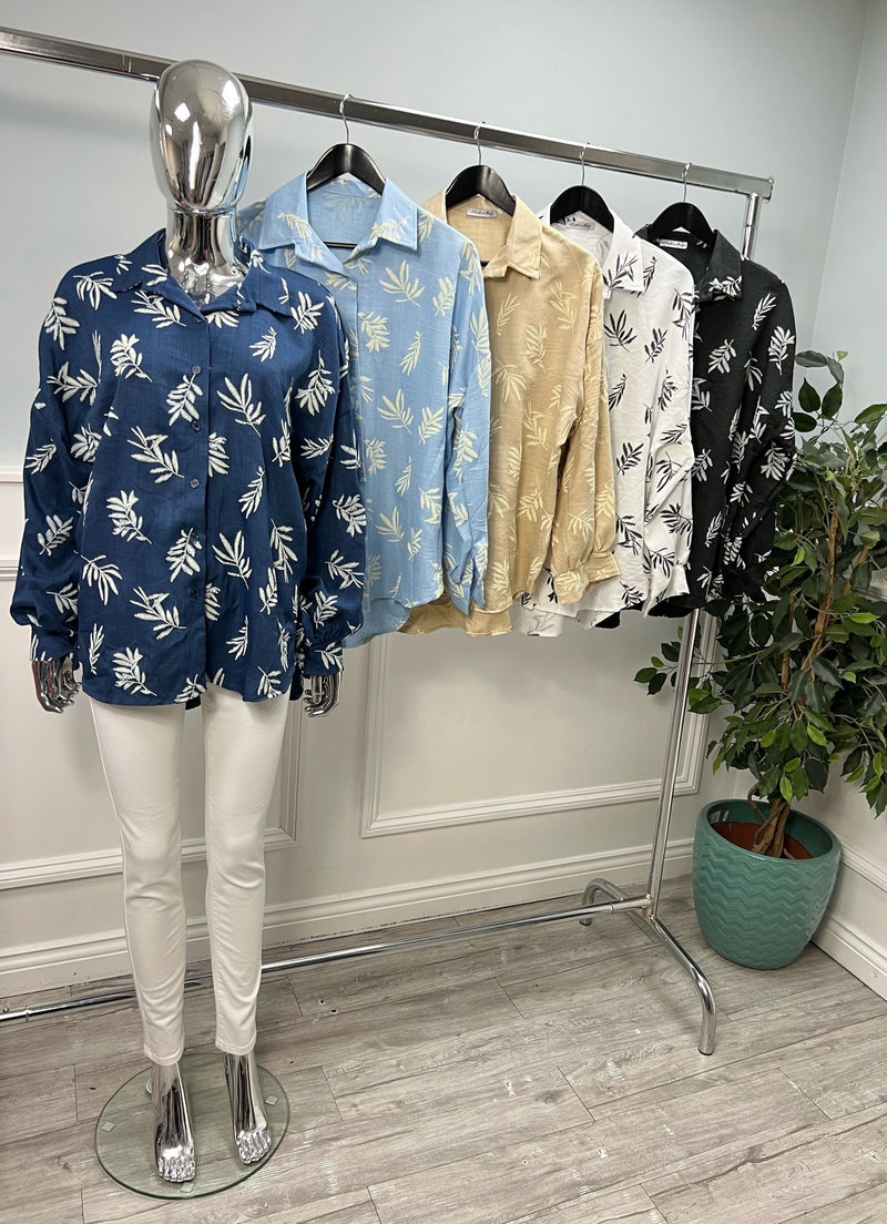 Leaf Print Shirt - More Colours Available