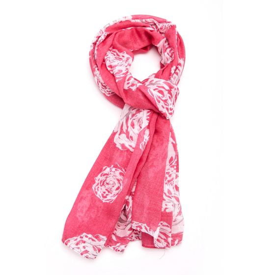 Fuchsia Big Roses Scarf