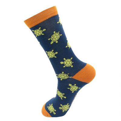 Cute Turtles Navy Bamboo Socks