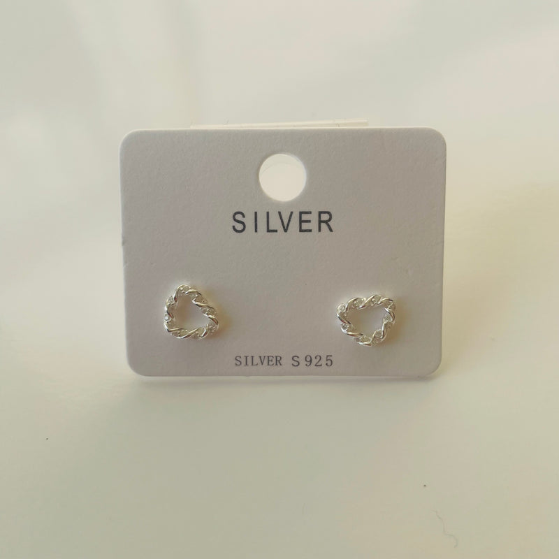Sterling Silver Twisted Diamond Earrings