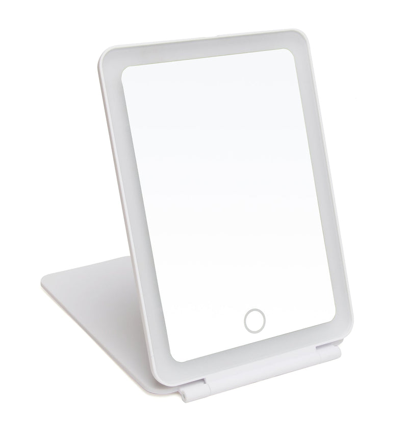 Alice Wheeler LED Portable Travel Mirror In White