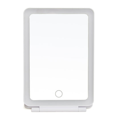 Alice Wheeler LED Portable Travel Mirror In White