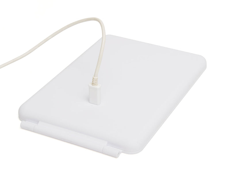 Alice Wheeler LED Portable Travel Mirror In White