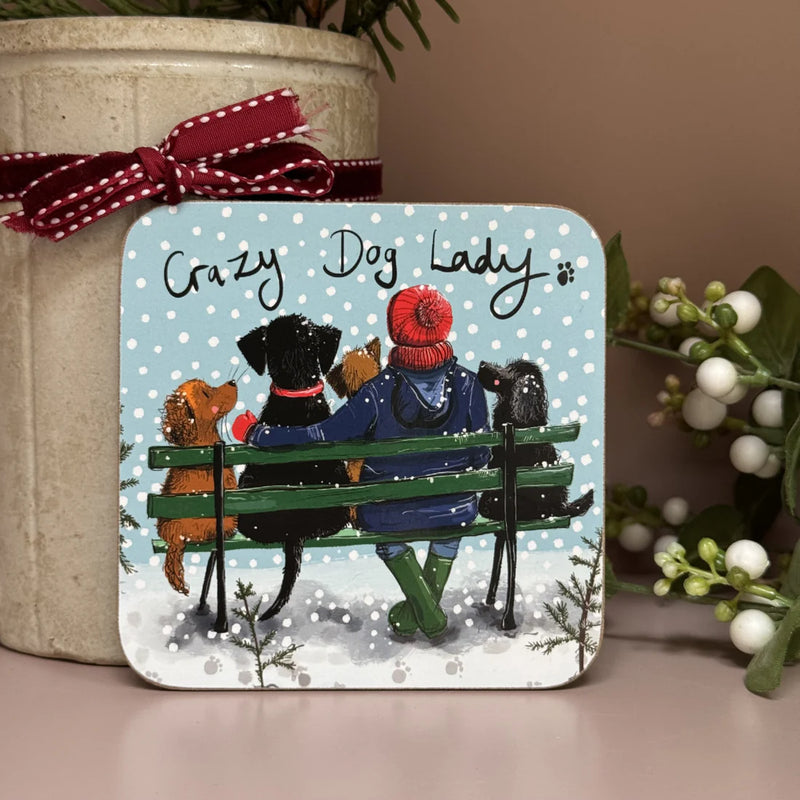 Crazy Dog Lady Christmas Coaster