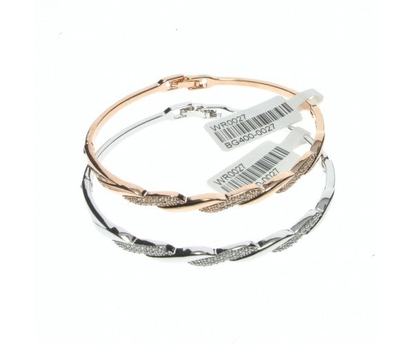 Silver & Diamond Cross Over Bangle