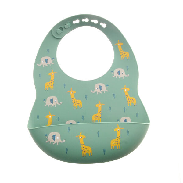 Giraffe & Elephant Catch It Silicone Bib