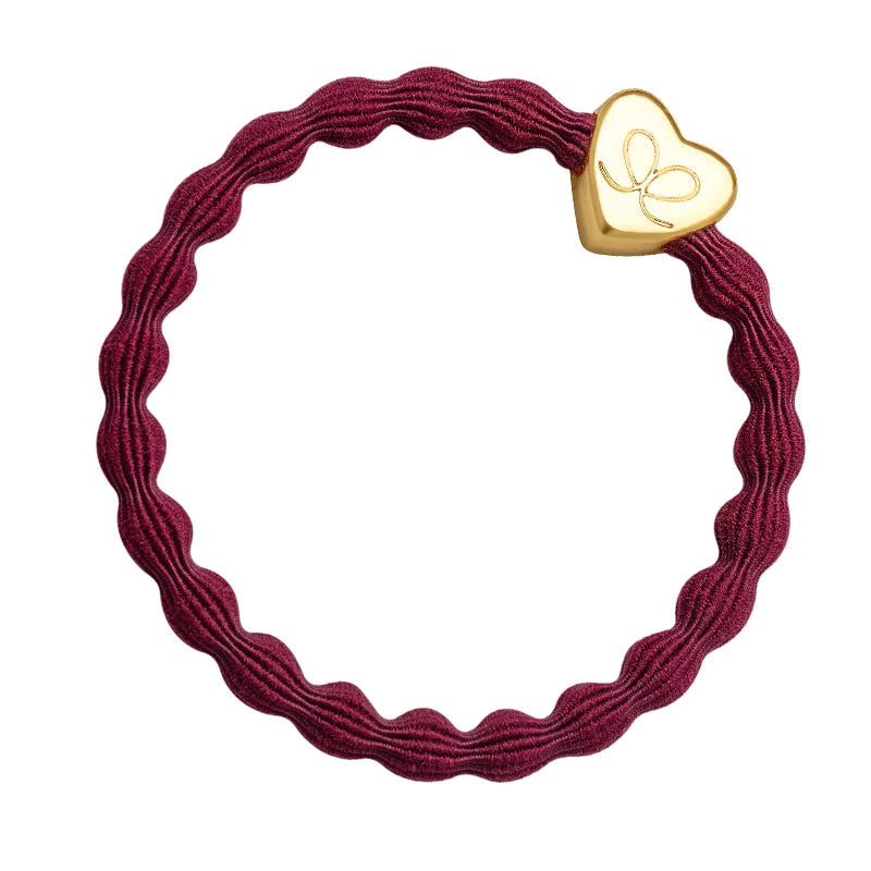 Burgundy Red Gold Heart Hairband