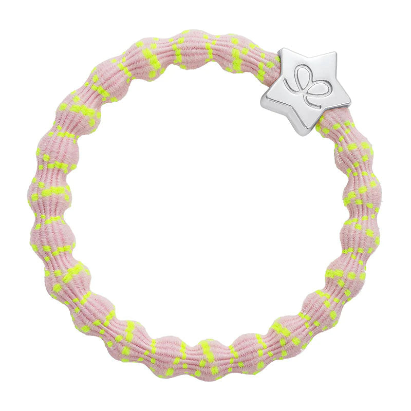 Yellow On Pink Silver Star Hairband