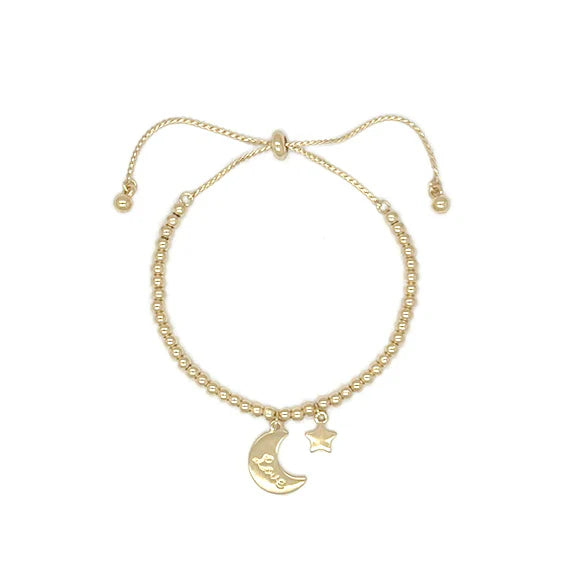 Moon & Star Love Gold Adjustable Bracelet