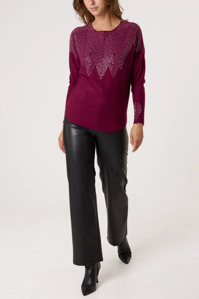 Zara Zig Zag Embellished Jumper - More Colours & Sizes Available