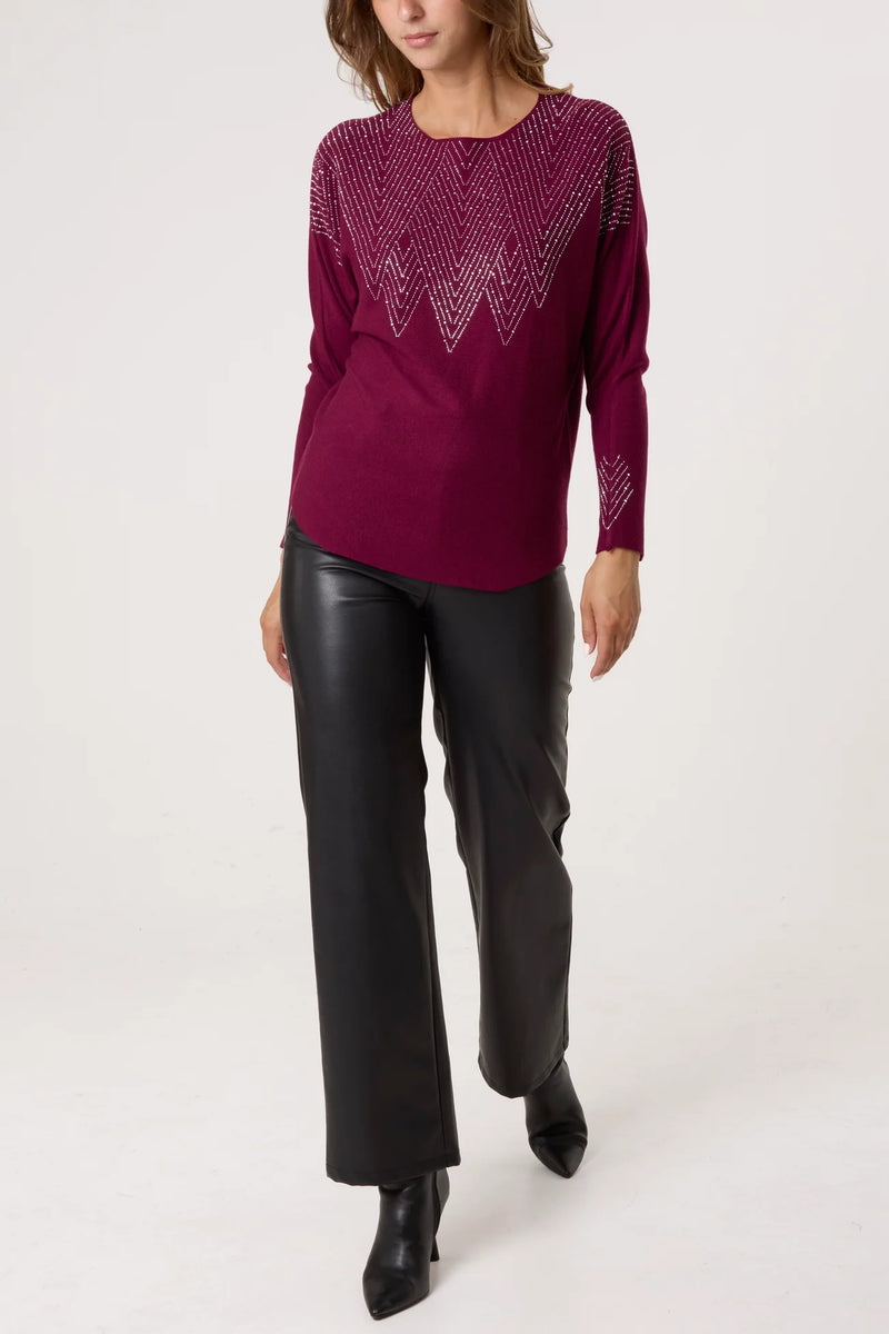 Zara Zig Zag Embellished Jumper - More Colours & Sizes Available