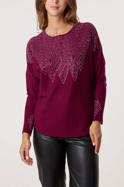 Zara Zig Zag Embellished Jumper - More Colours & Sizes Available