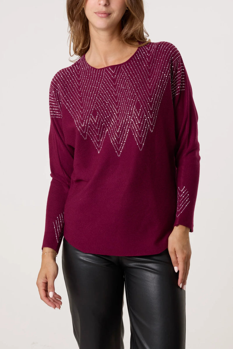 Zara Zig Zag Embellished Jumper - More Colours & Sizes Available