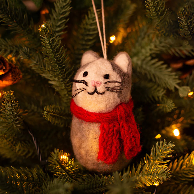 Christmas Grey Cat Decoration