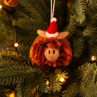 Christmas Mini Highland Cow Decoration