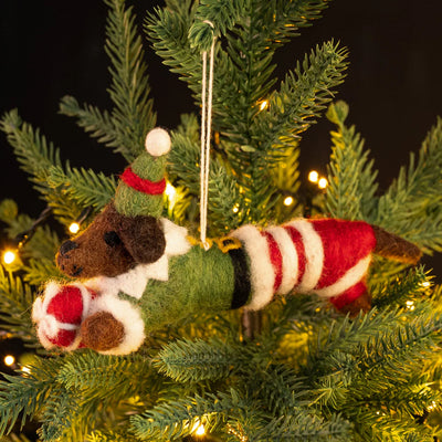 Christmas Elf Sausage Dog Decoration