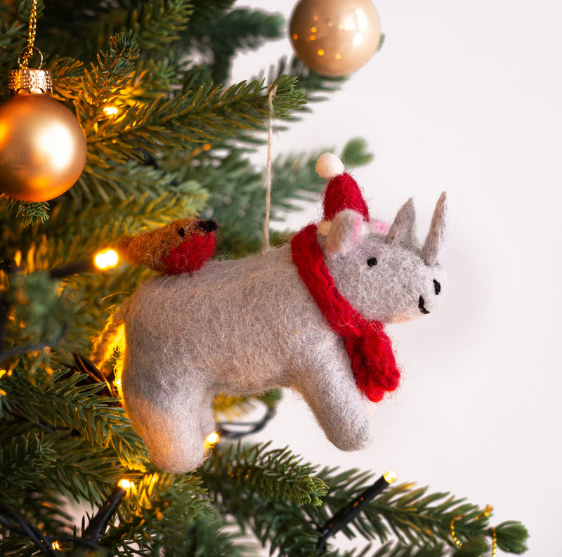 Christmas Rhino Decoration