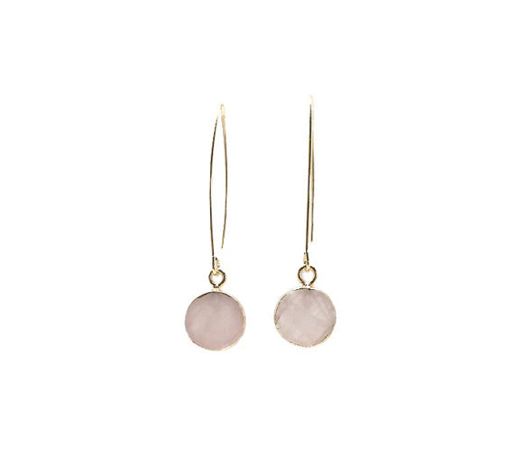 Rose Gold Quartz Semi-Precious Stone Gold Earrings