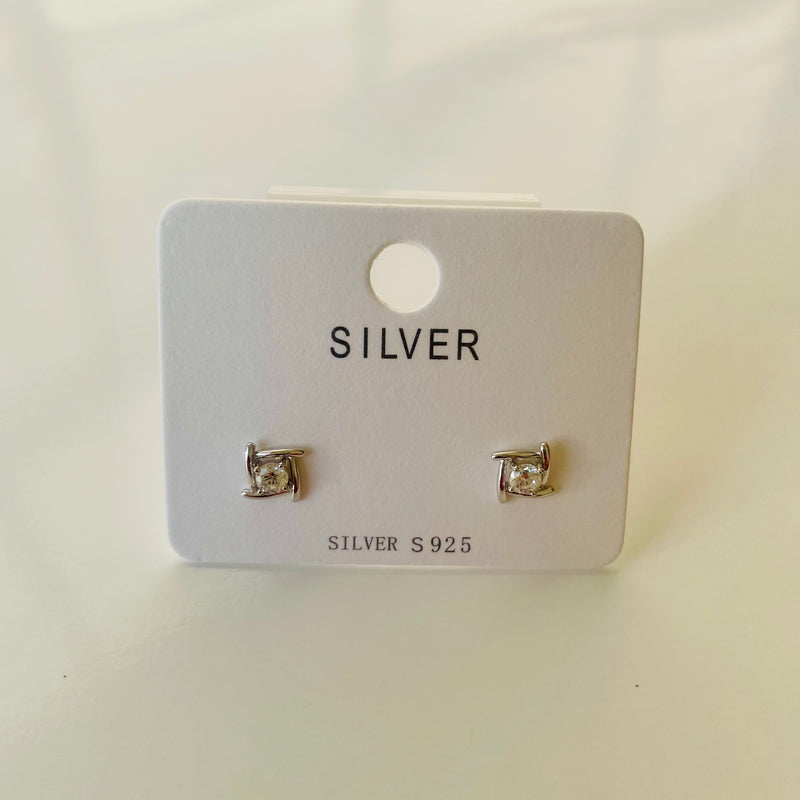 Sterling Silver Diamond & Dash Earrings