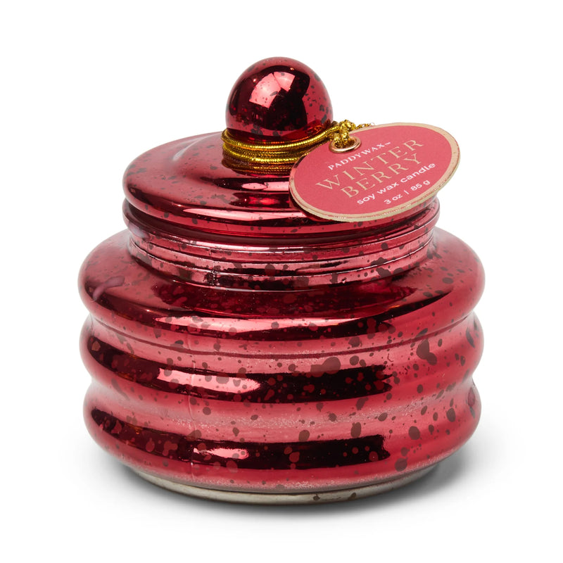 Winter Berry Red Glass Candle