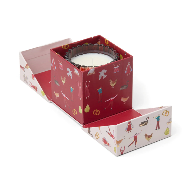 Winter Berry Red Ribbed Boxed Candle
