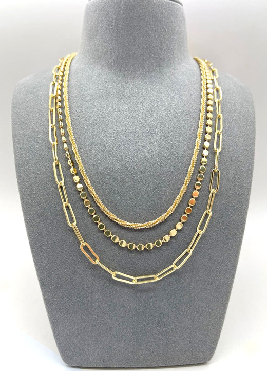 Triple Layered Mix Gold Necklace