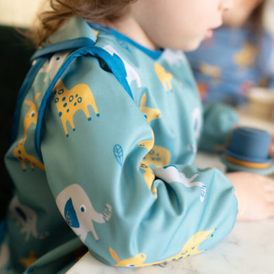Giraffe & Elephant Coverall Feeding Bib