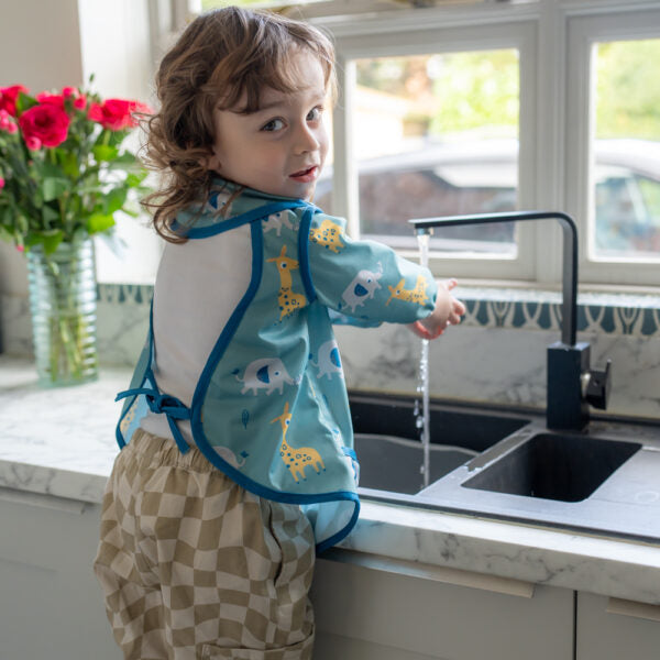 Giraffe & Elephant Coverall Feeding Bib