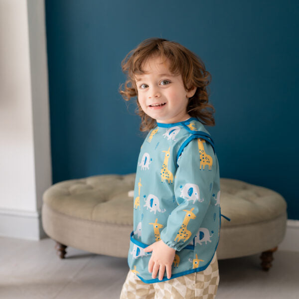 Giraffe & Elephant Coverall Feeding Bib