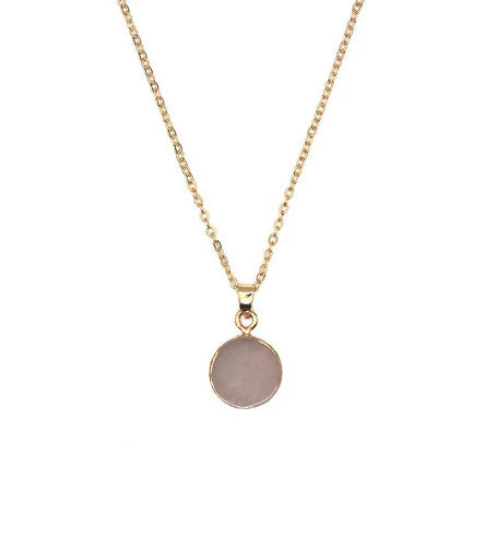 Rose Gold Quartz Semi-Precious Stone Gold Necklace
