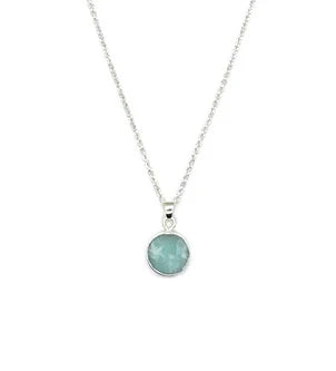 Jade Semi-Precious Stone Silver Necklace